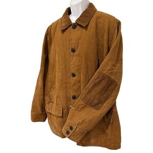Fat Face Men Chore Coat 3XL Barn Corduroy Collar Elbows Brown Lined Button